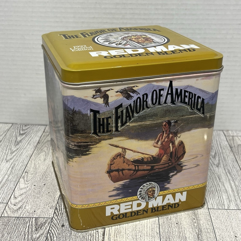 Vintage 1992 Red Man Golden Blend Chewing Tobacco Tin Limited Edition Canister